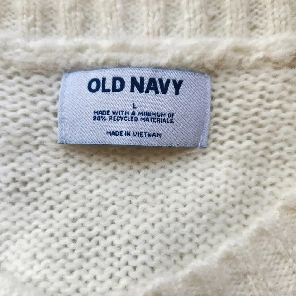 Old Navy Sweater Women's Large Off White Pullover Scoop Neck NWT